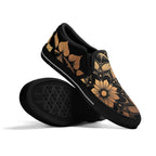 Antique Mandala on Black Canvas Slipons (black pair stacked)