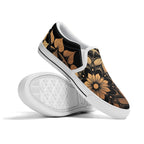 Antique Mandala on Black Canvas Slipons (white pair stacked)