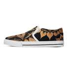 Antique Mandala on Black Canvas Slipons (white left outside)