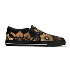Antique Mandala on Black Canvas Slipons (black left inside)