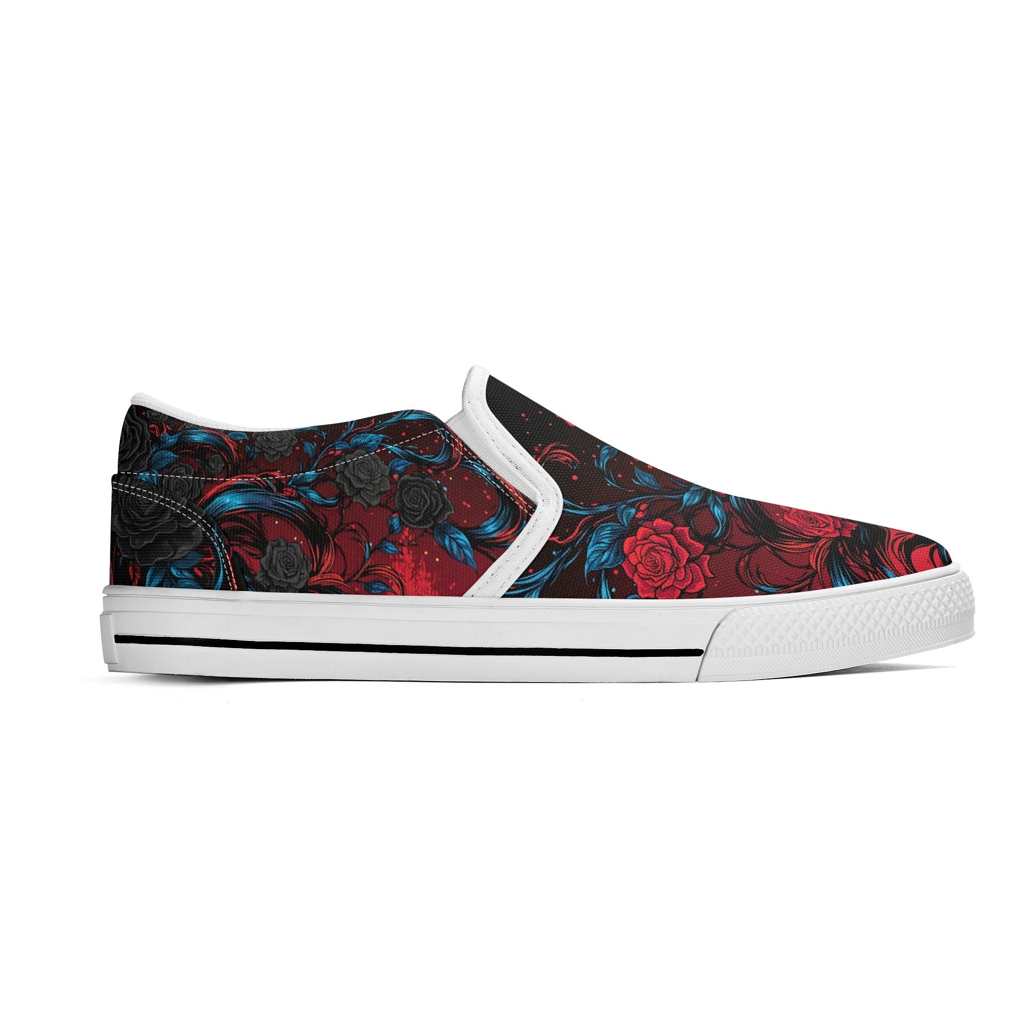 La Rosa de los Muertos Canvas Slipons (white right outside)