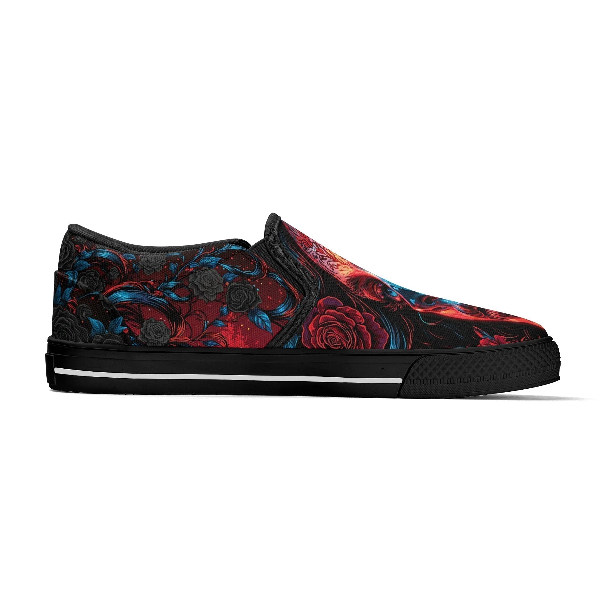 La Rosa de los Muertos Canvas Slipons (black left inside)