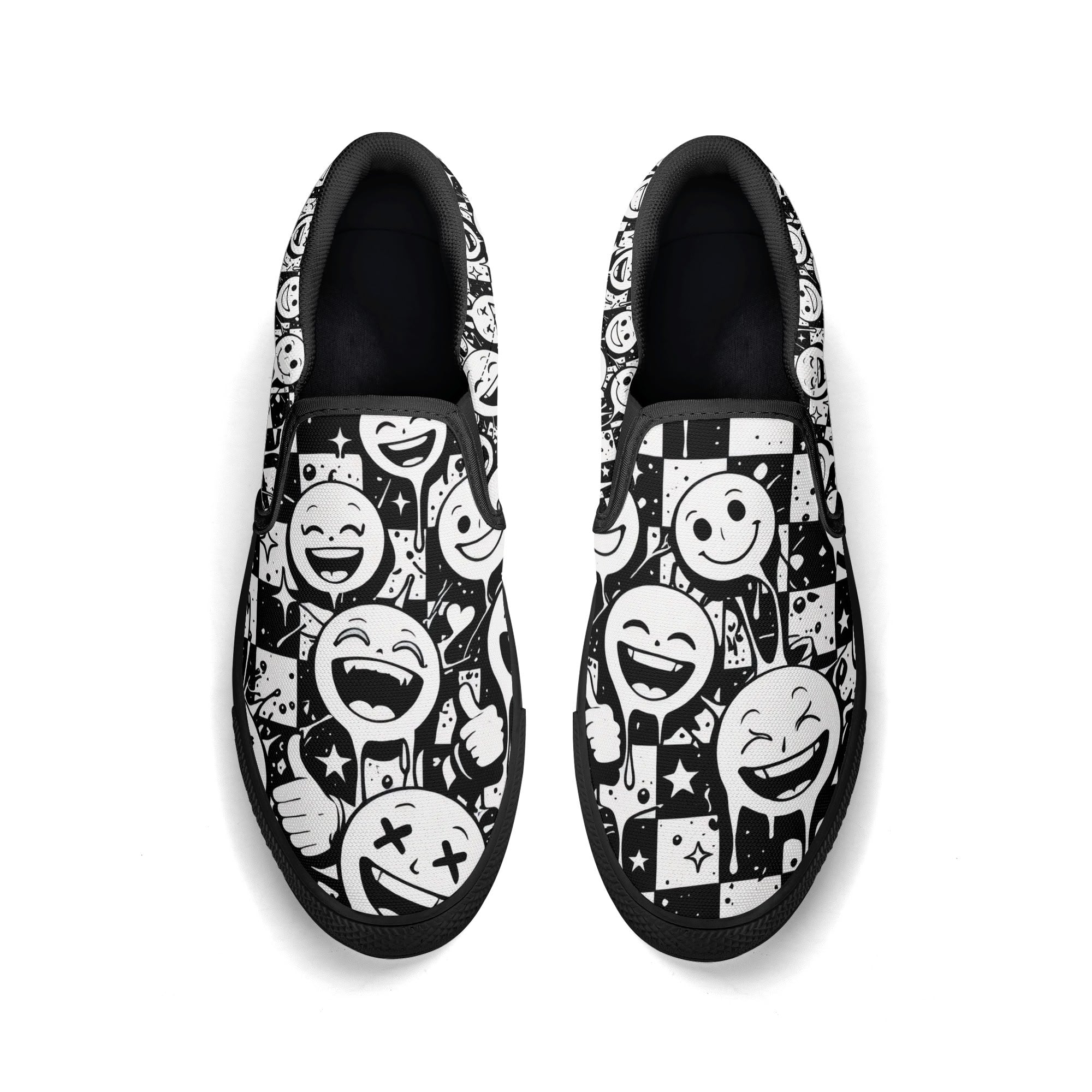 Checkurmote Canvas Slipons (black pair top)