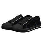 Black Marquina Canvas Lowtops (black pair angled)