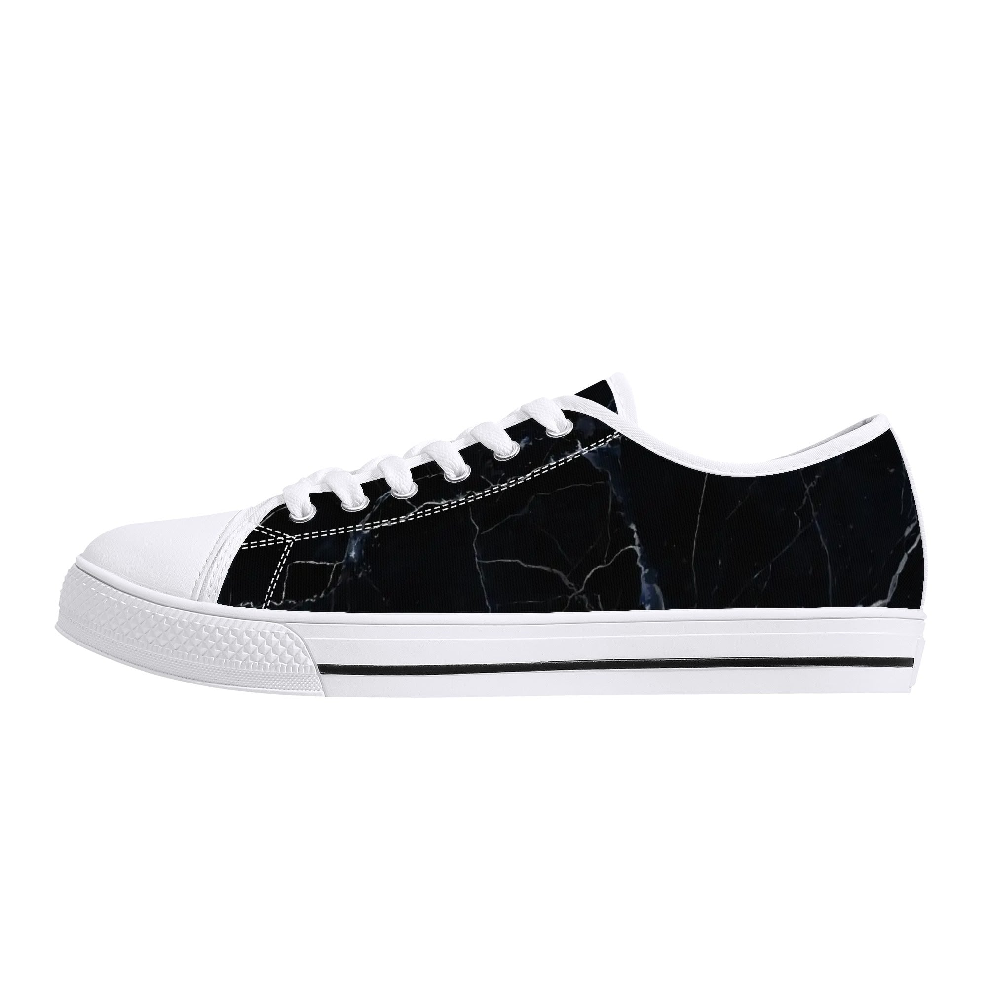 Black Marquina Canvas Lowtops (white left outside)