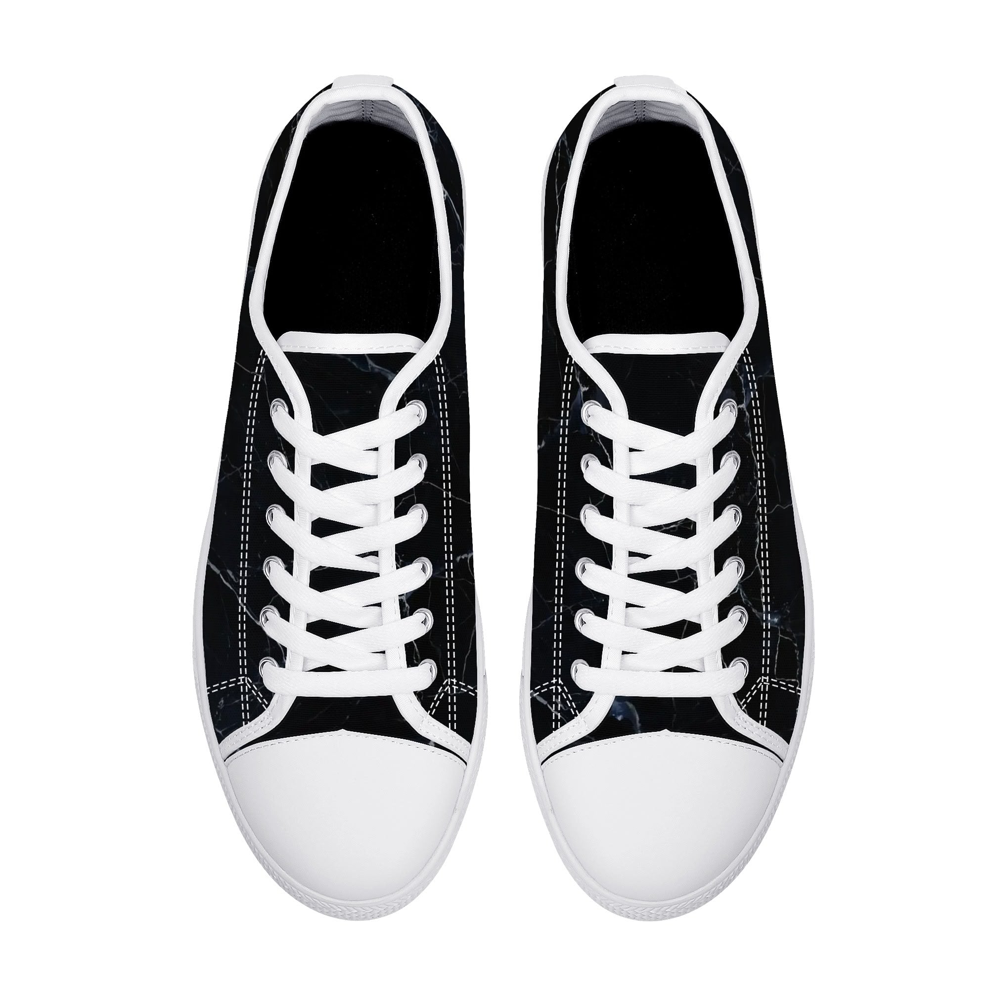 Black Marquina Canvas Lowtops (white pair top)