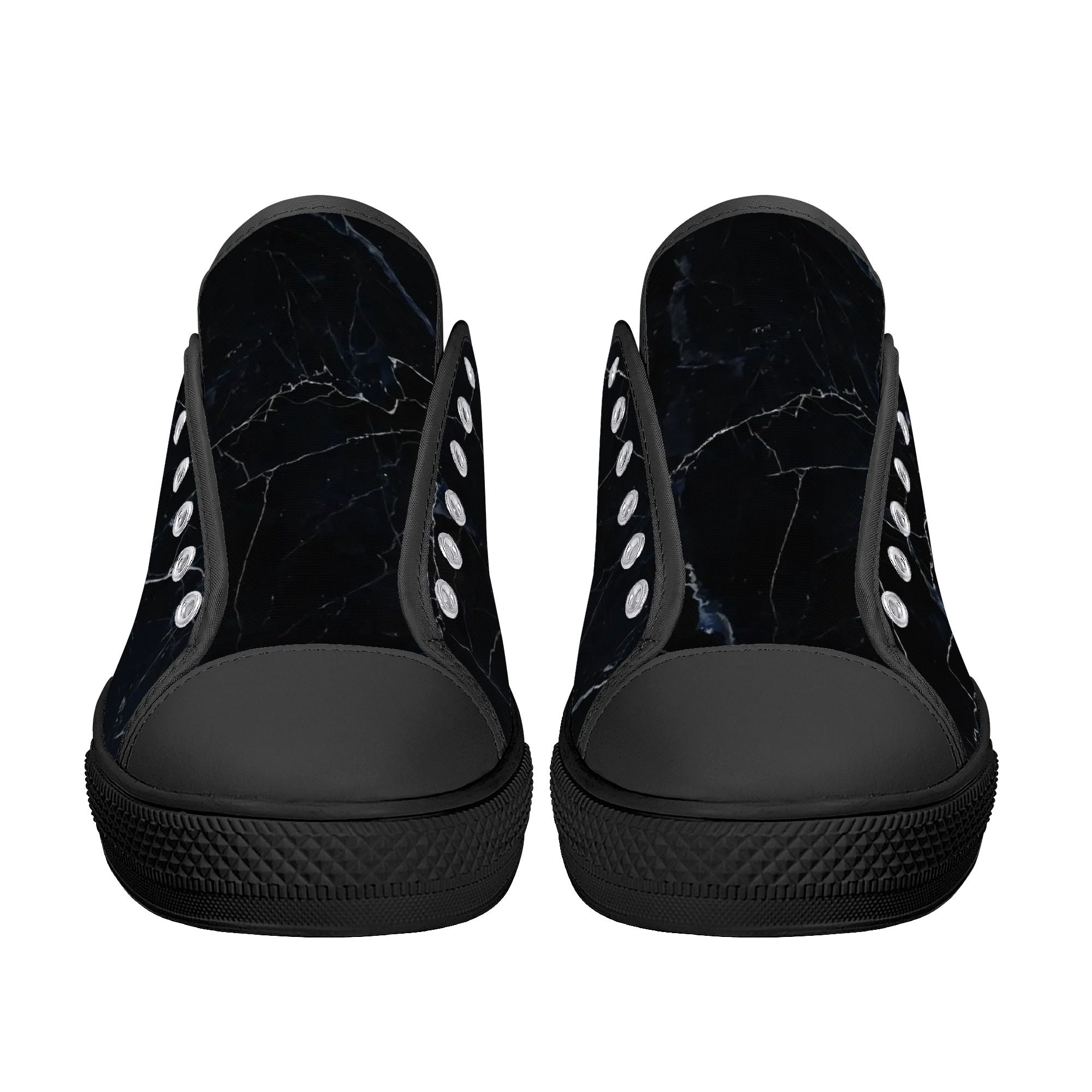 Black Marquina Canvas Lowtops (black pair front)