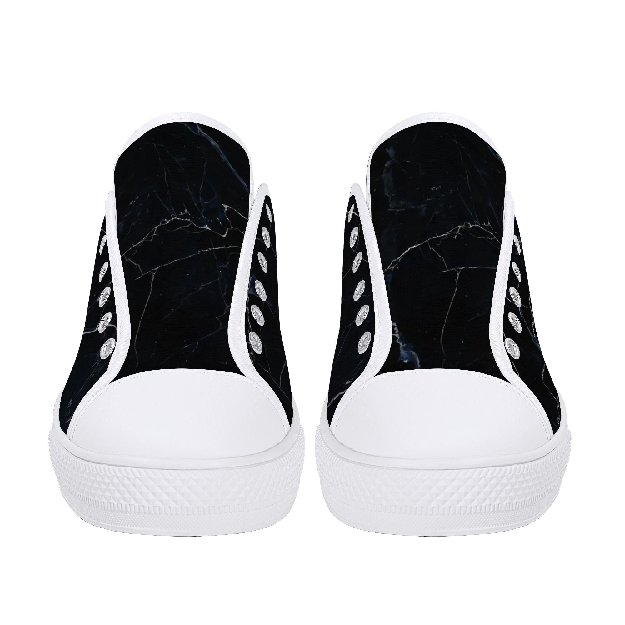 Black Marquina Canvas Lowtops (white pair front)