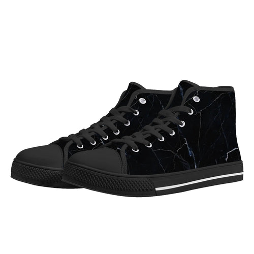 Black Marquina Canvas Hightops (black pair angled)