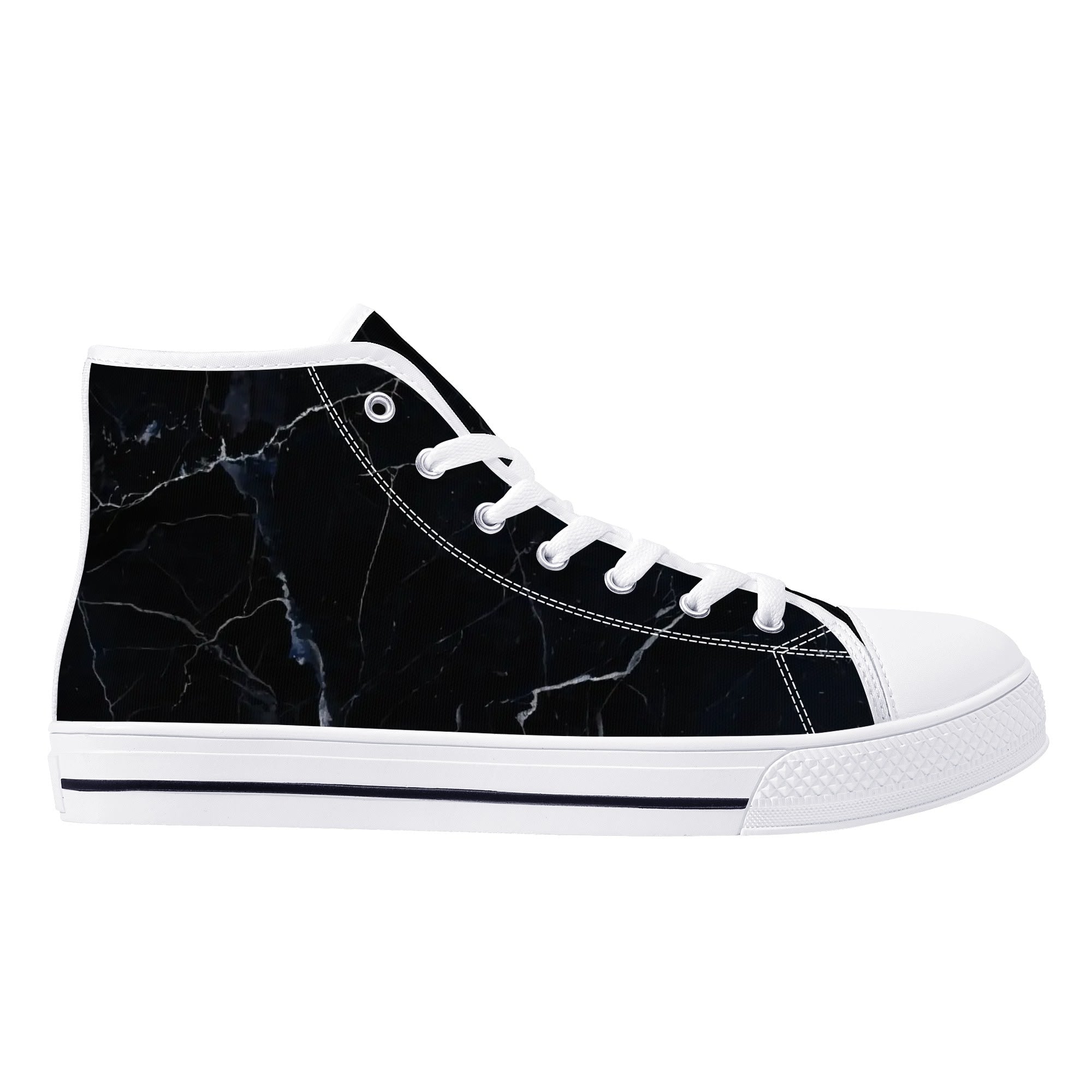 Black Marquina Canvas Hightops (white right outside)