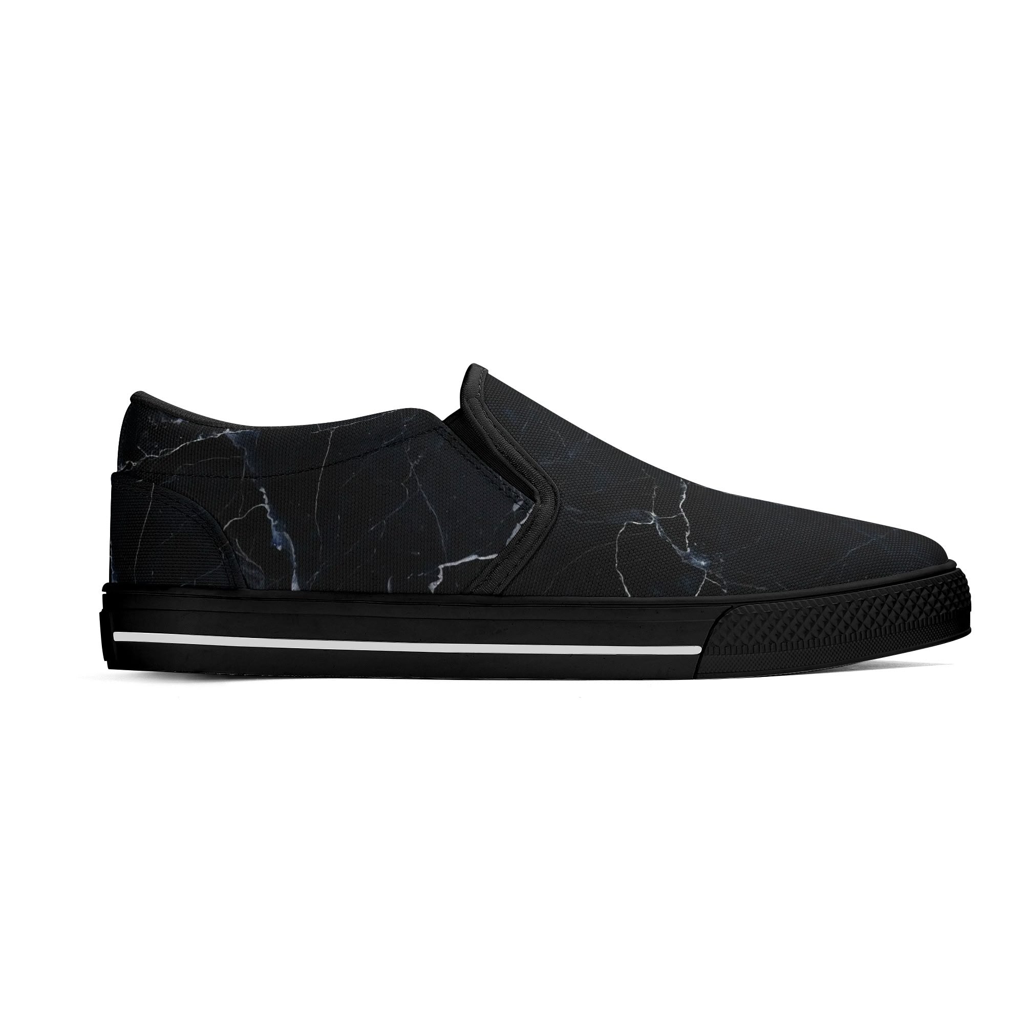 Black Marquina Canvas Slipons (black right outside)