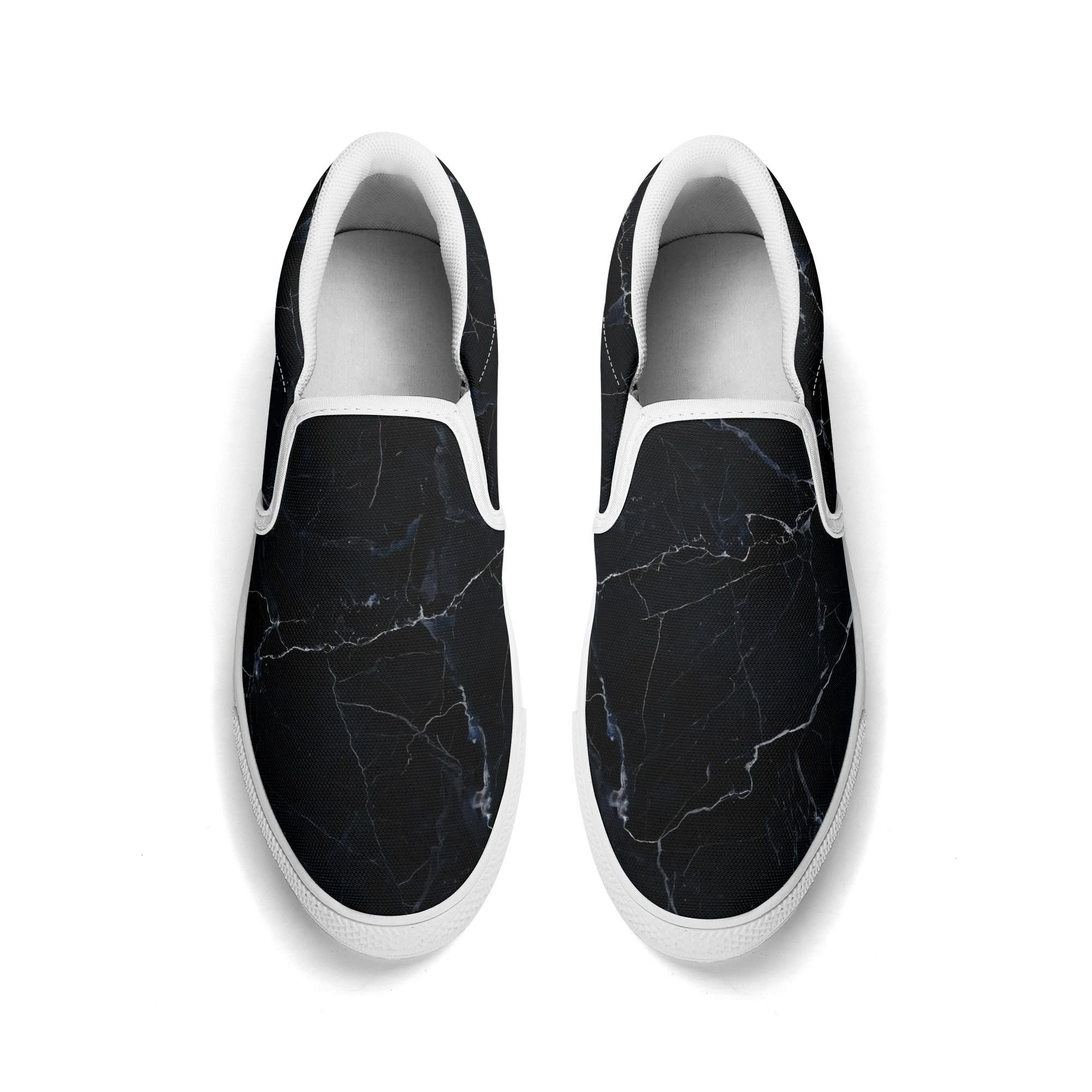 Black Marquina Canvas Slipons (white pair top)
