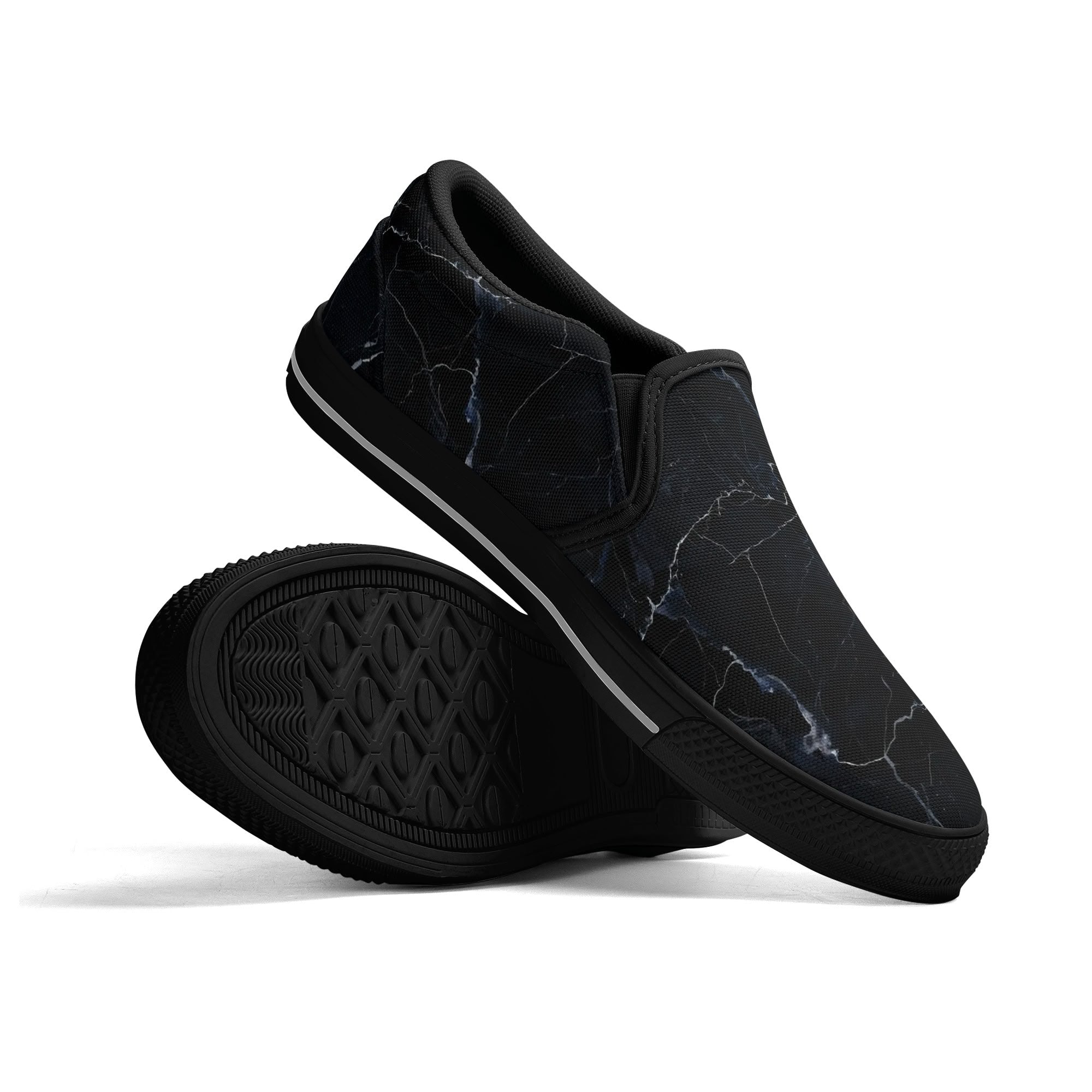 Black Marquina Canvas Slipons (black pair stacked)
