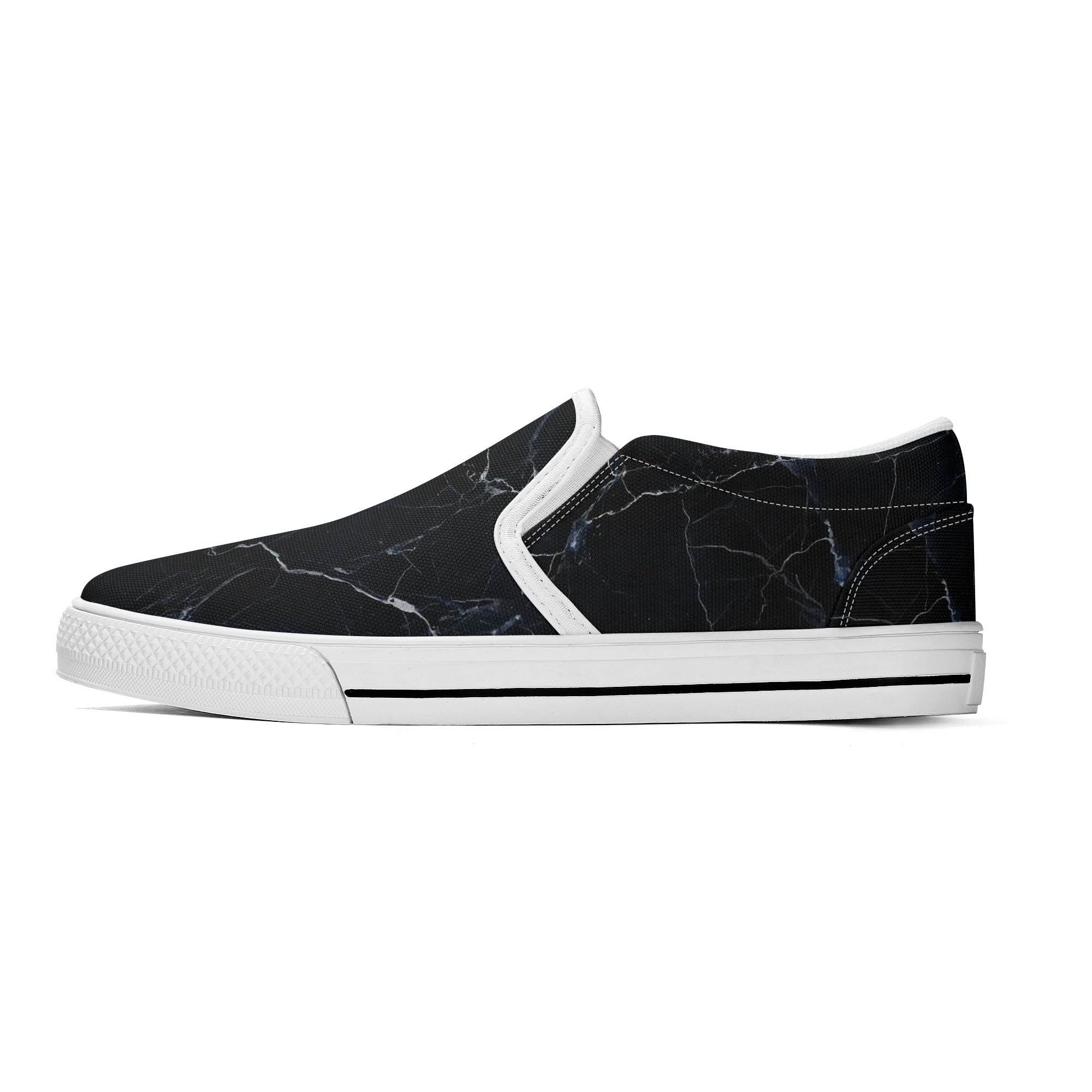 Black Marquina Canvas Slipons (white left outside)