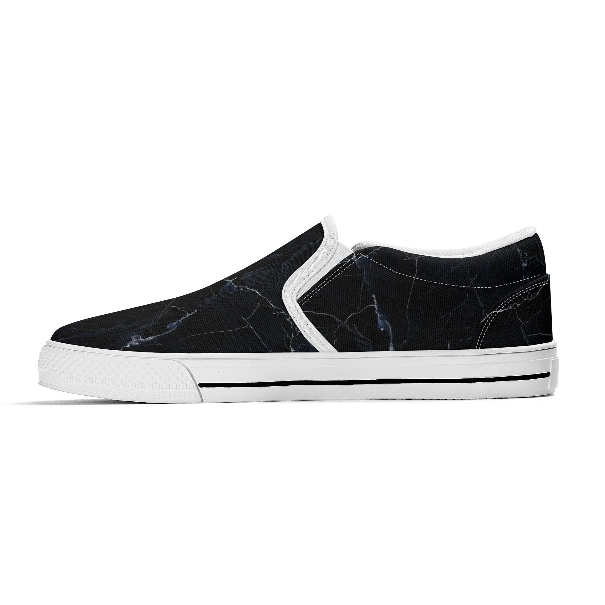 Black Marquina Canvas Slipons (white right inside)
