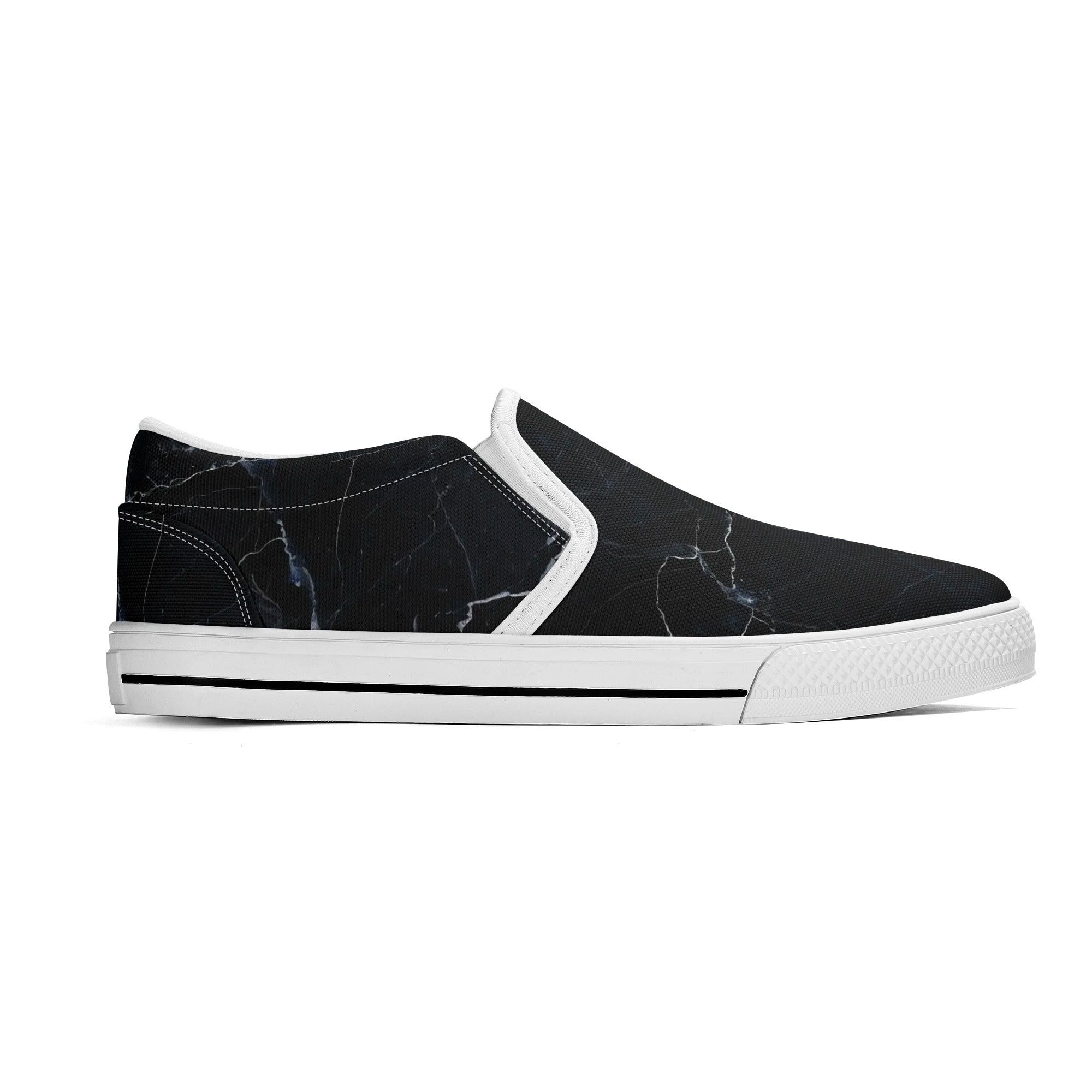Black Marquina Canvas Slipons (white right outside)