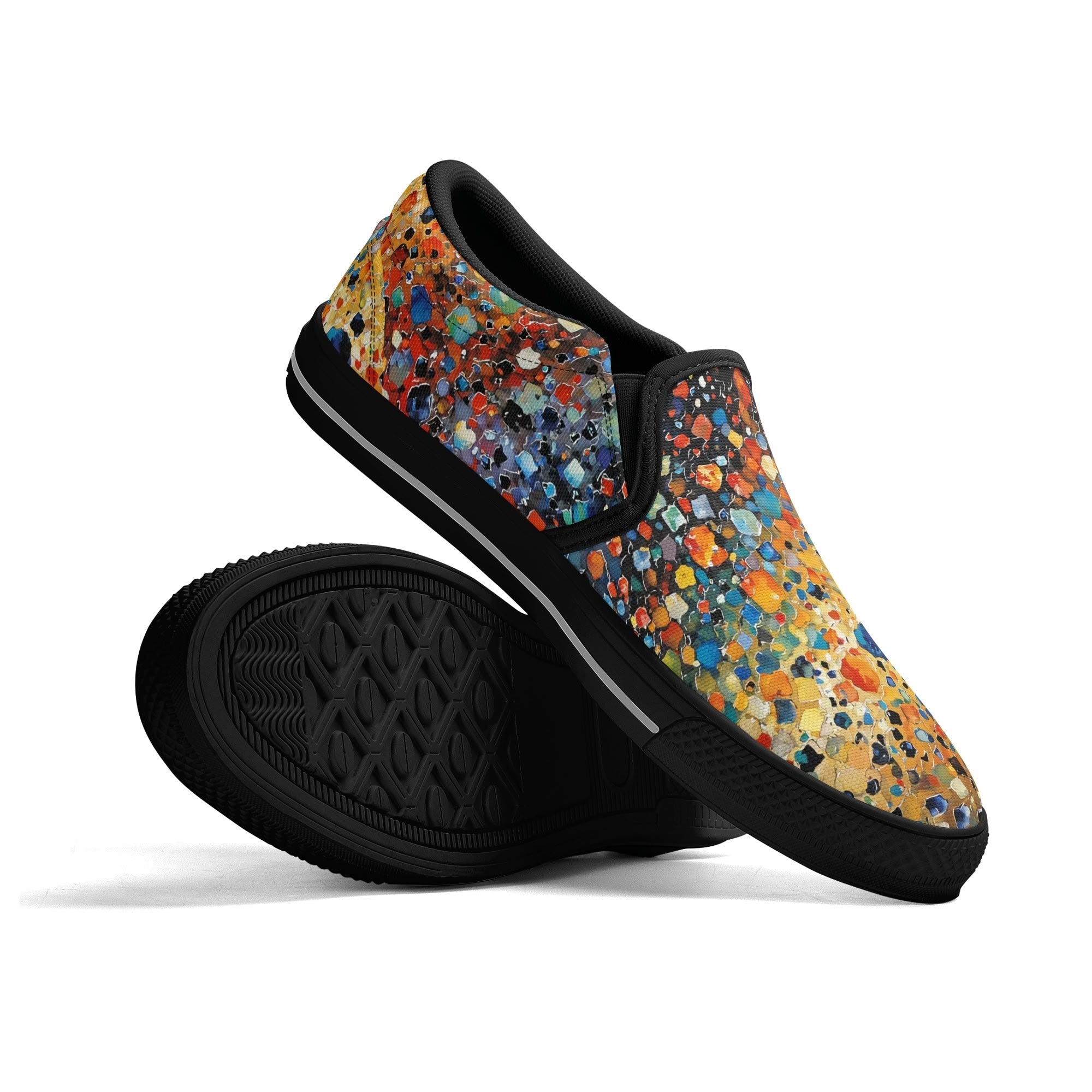 Prism Burst Canvas Slipons (black pair stacked)