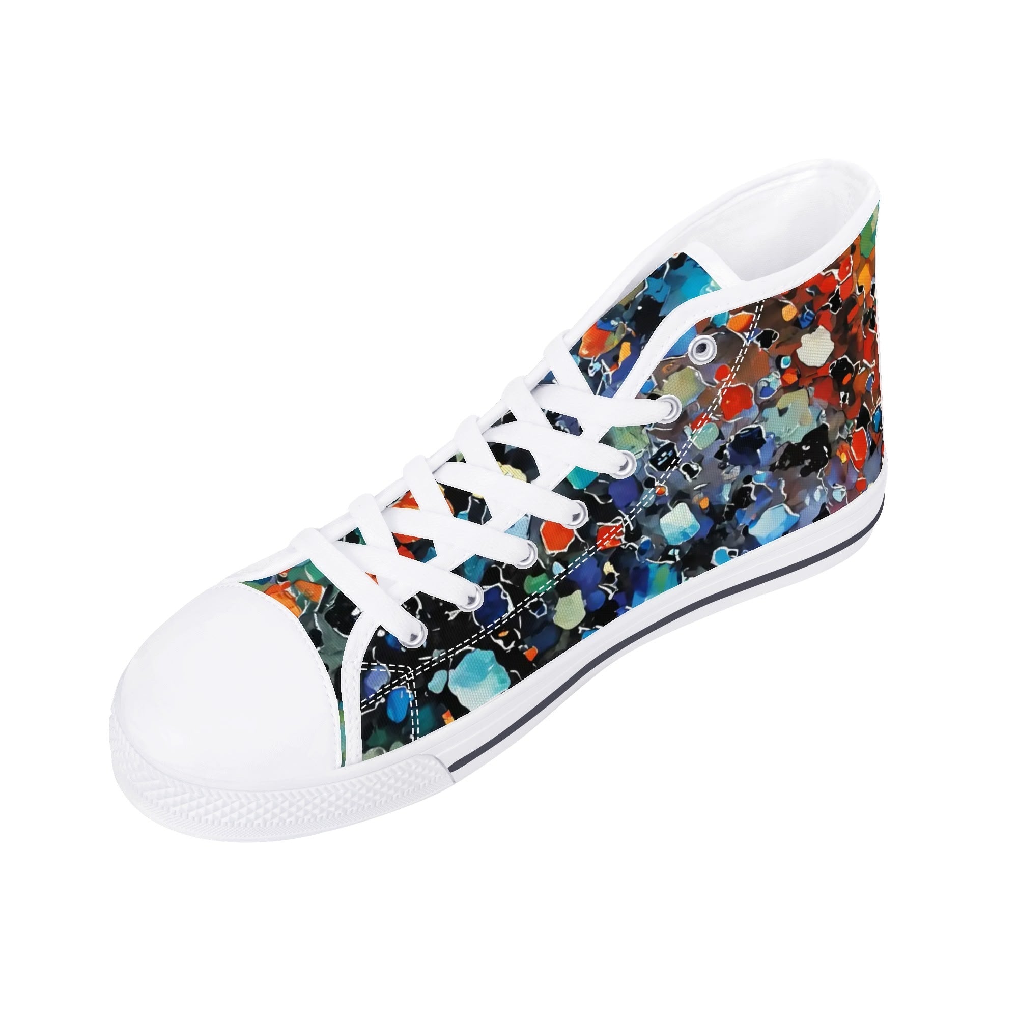 Prism Burst Canvas Hightops (white right above angled)