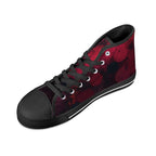 Dot Shift in Red Canvas Hightops (black right above angled)