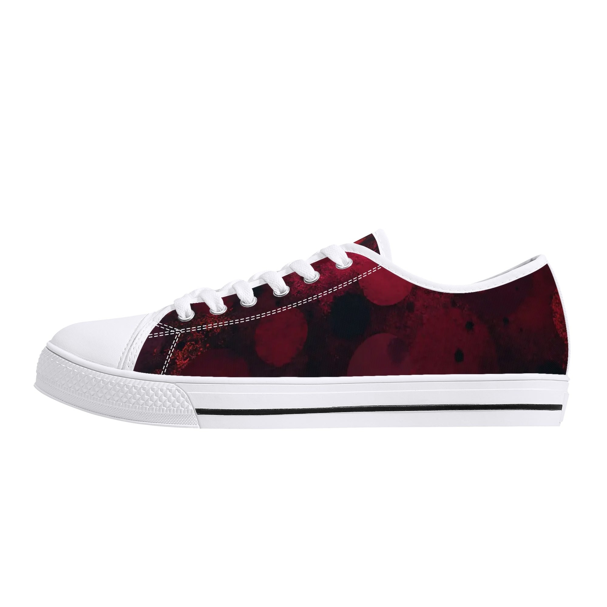 Dot Shift in Red Canvas Lowtops (white left outside)