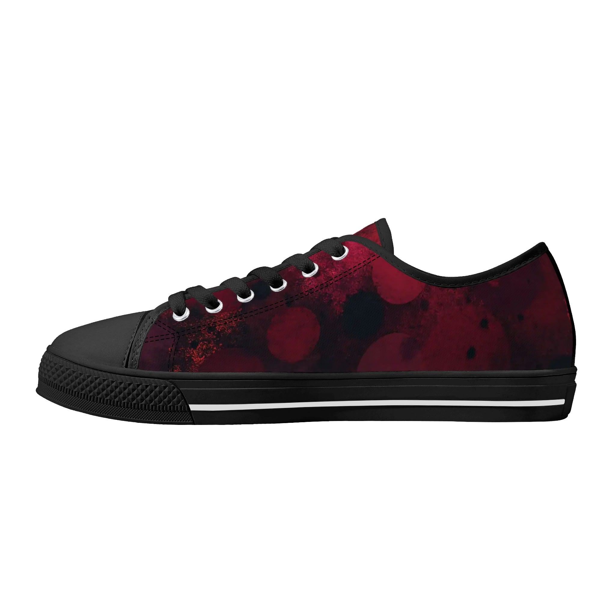 Dot Shift in Red Canvas Lowtops (black right inside)
