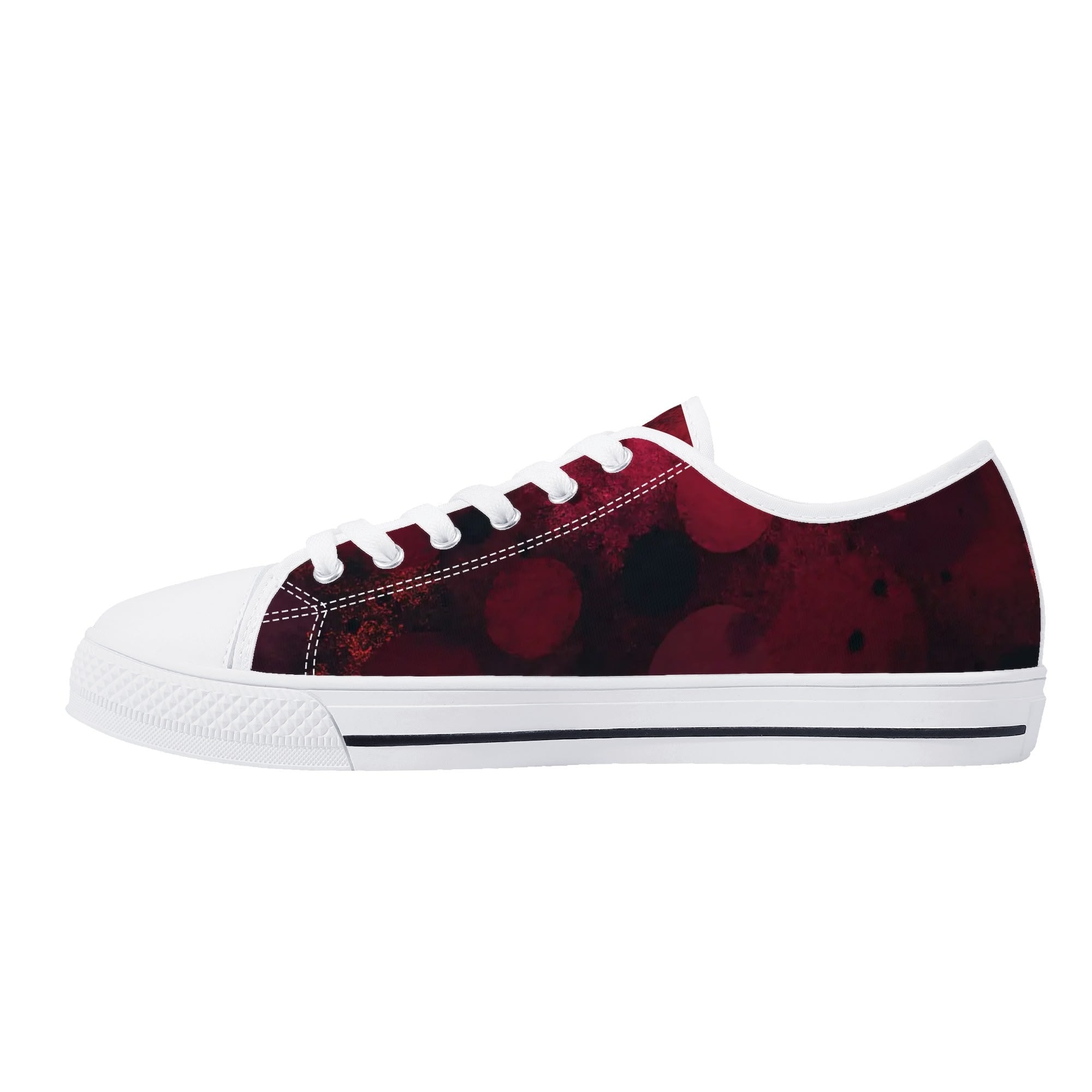 Dot Shift in Red Canvas Lowtops (white right inside)