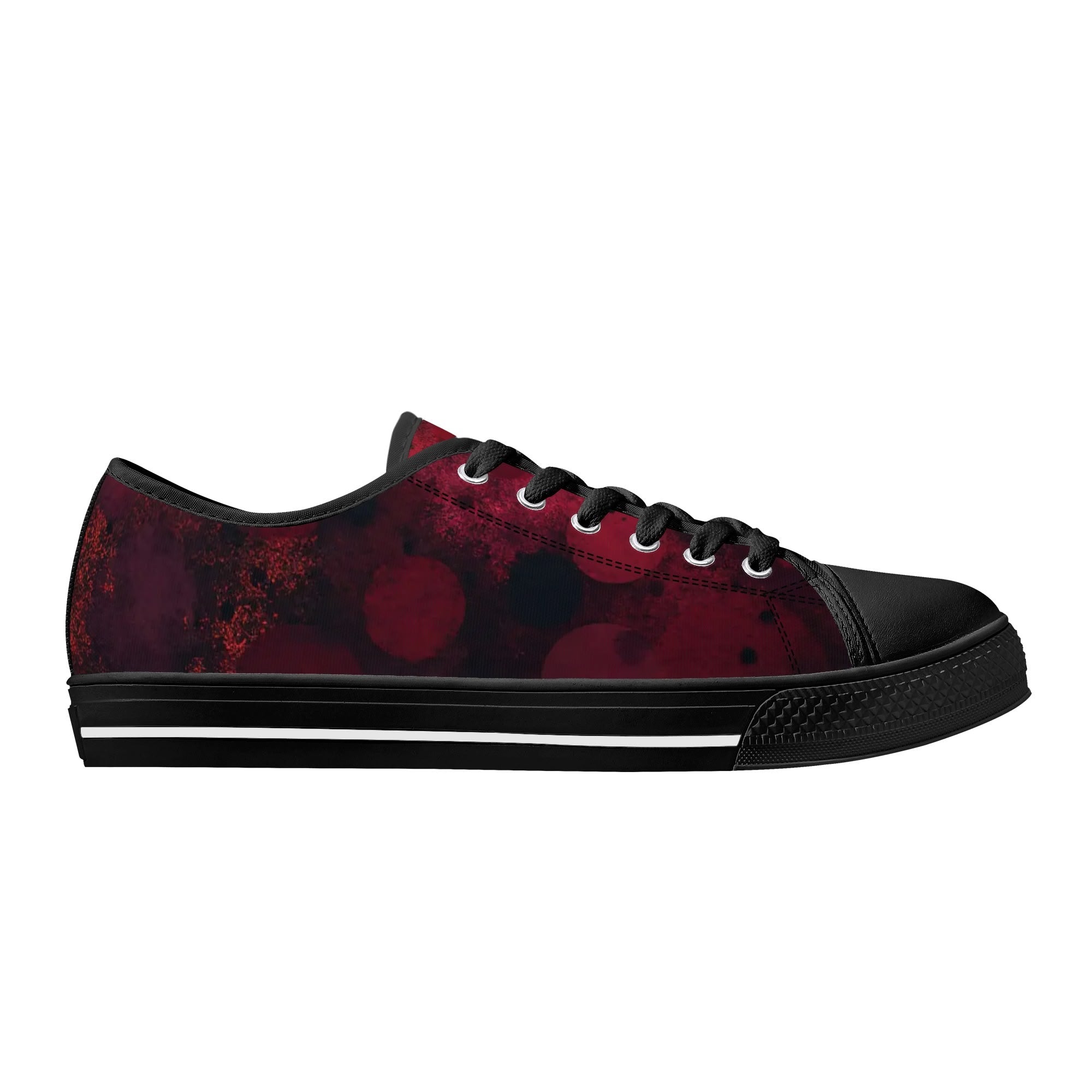 Dot Shift in Red Canvas Lowtops (black right outside)