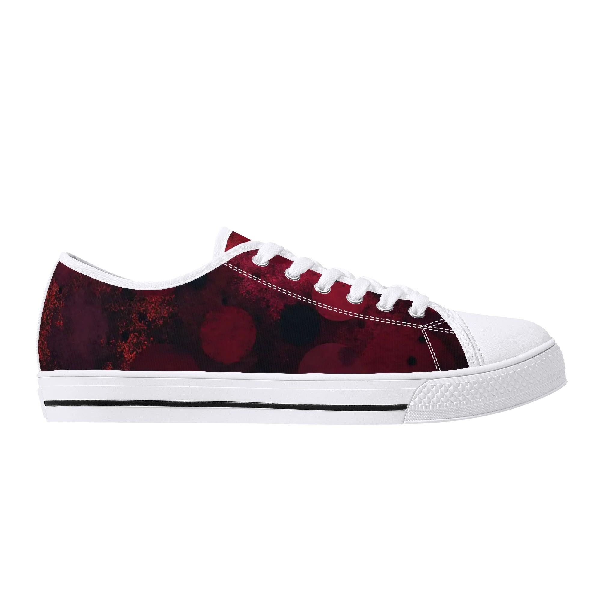 Dot Shift in Red Canvas Lowtops (white right outside)