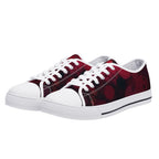 Dot Shift in Red Canvas Lowtops (white pair angled)