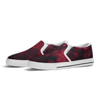 Dot Shift in Red Canvas Slipons (white pair angled)