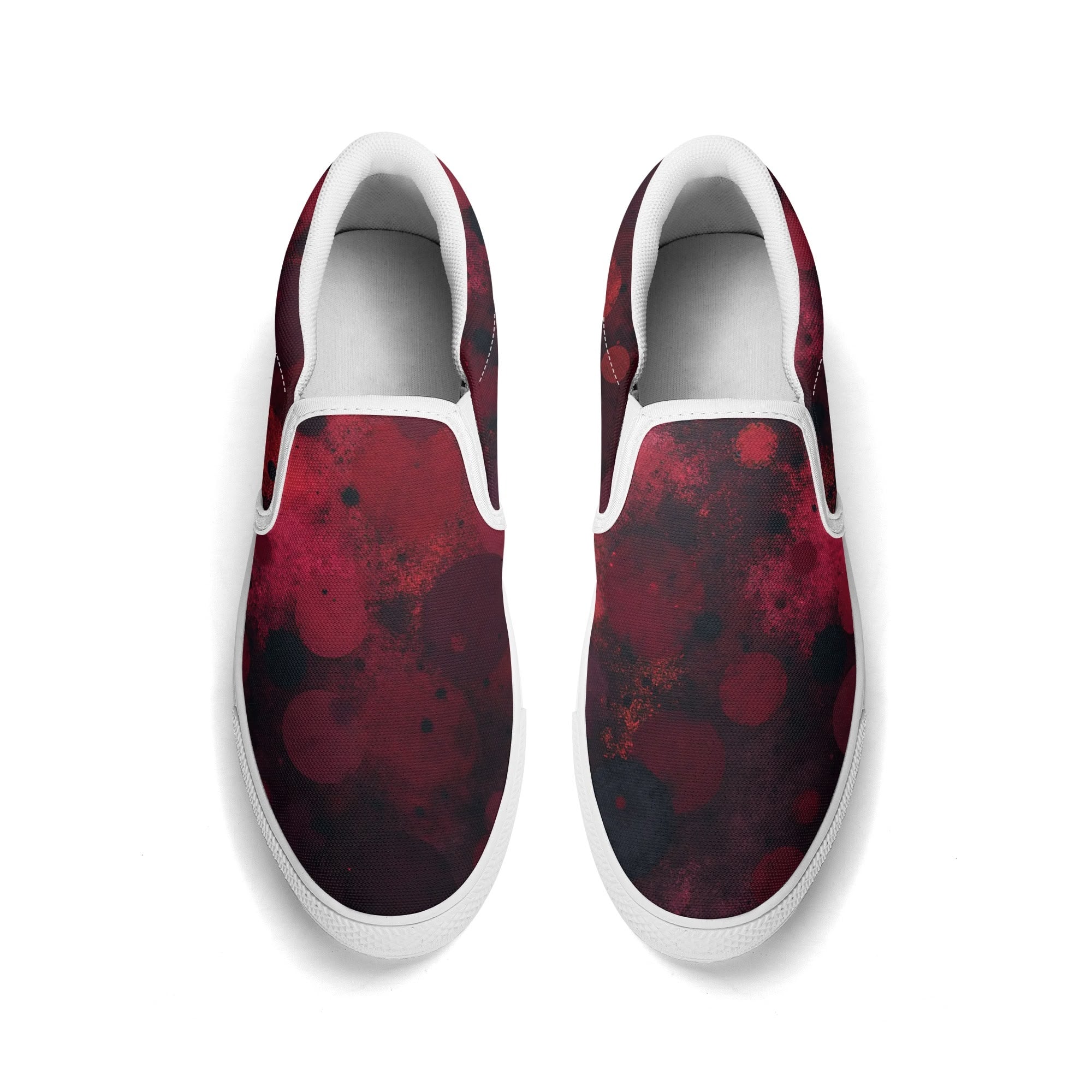Dot Shift in Red Canvas Slipons (white pair top)