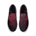 Dot Shift in Red Canvas Slipons (black pair top)