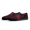 Dot Shift in Red Canvas Slipons (black pair angled)