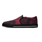 Dot Shift in Red Canvas Slipons (black left outside)