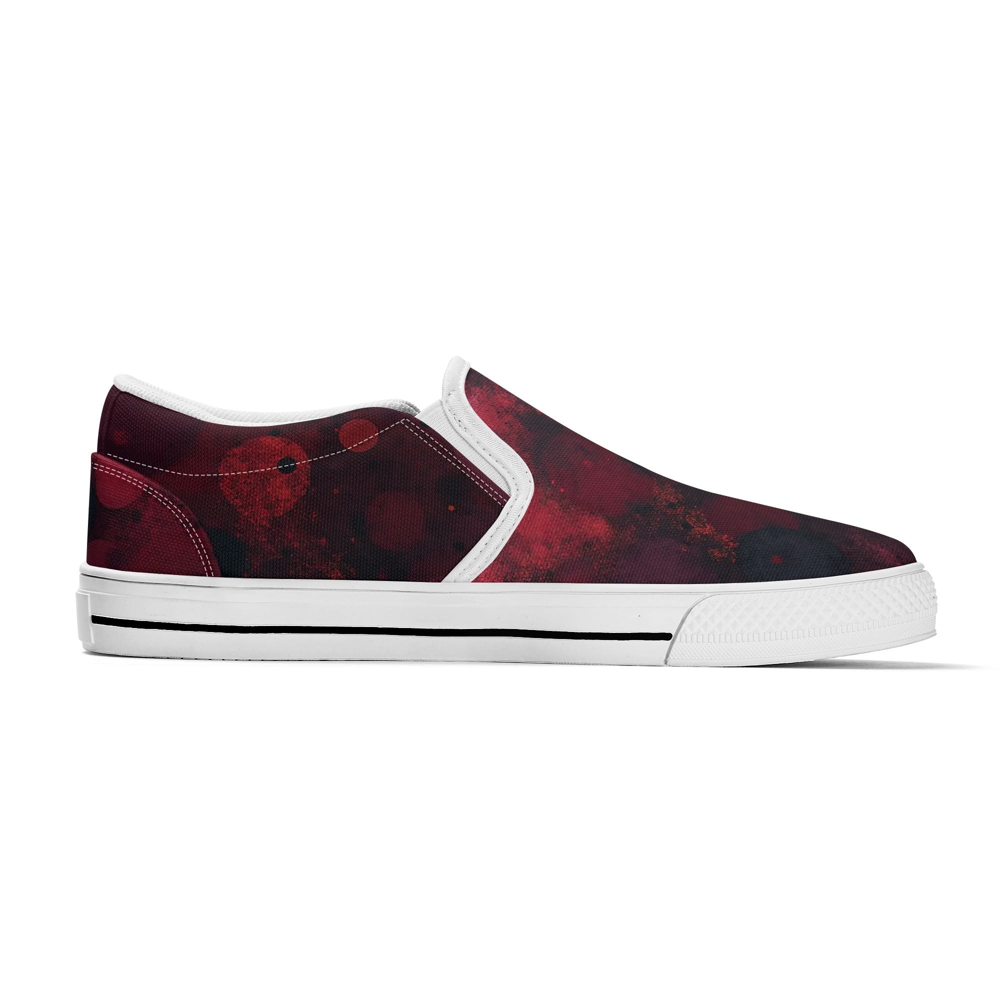 Dot Shift in Red Canvas Slipons (white left inside)