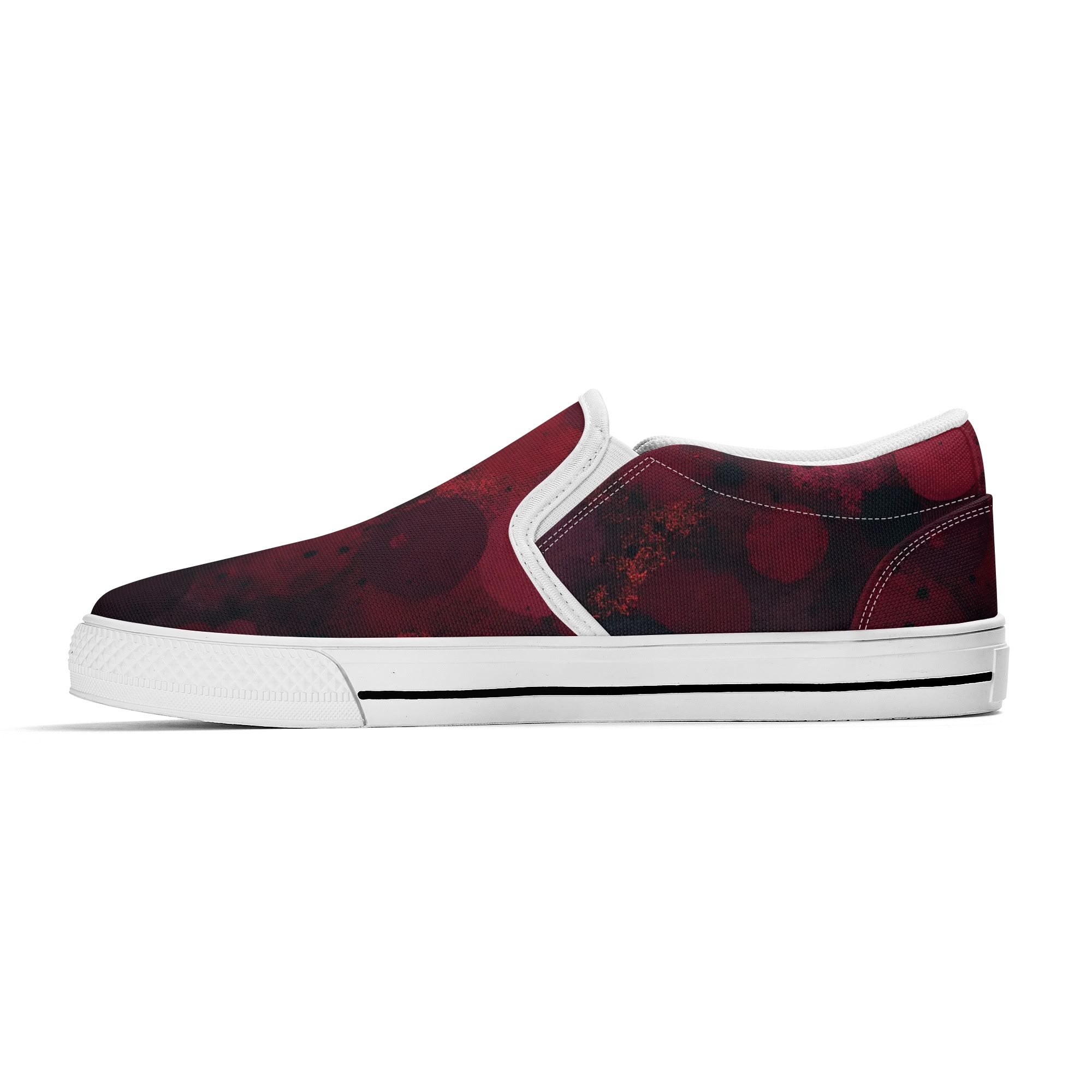 Dot Shift in Red Canvas Slipons (white right inside)