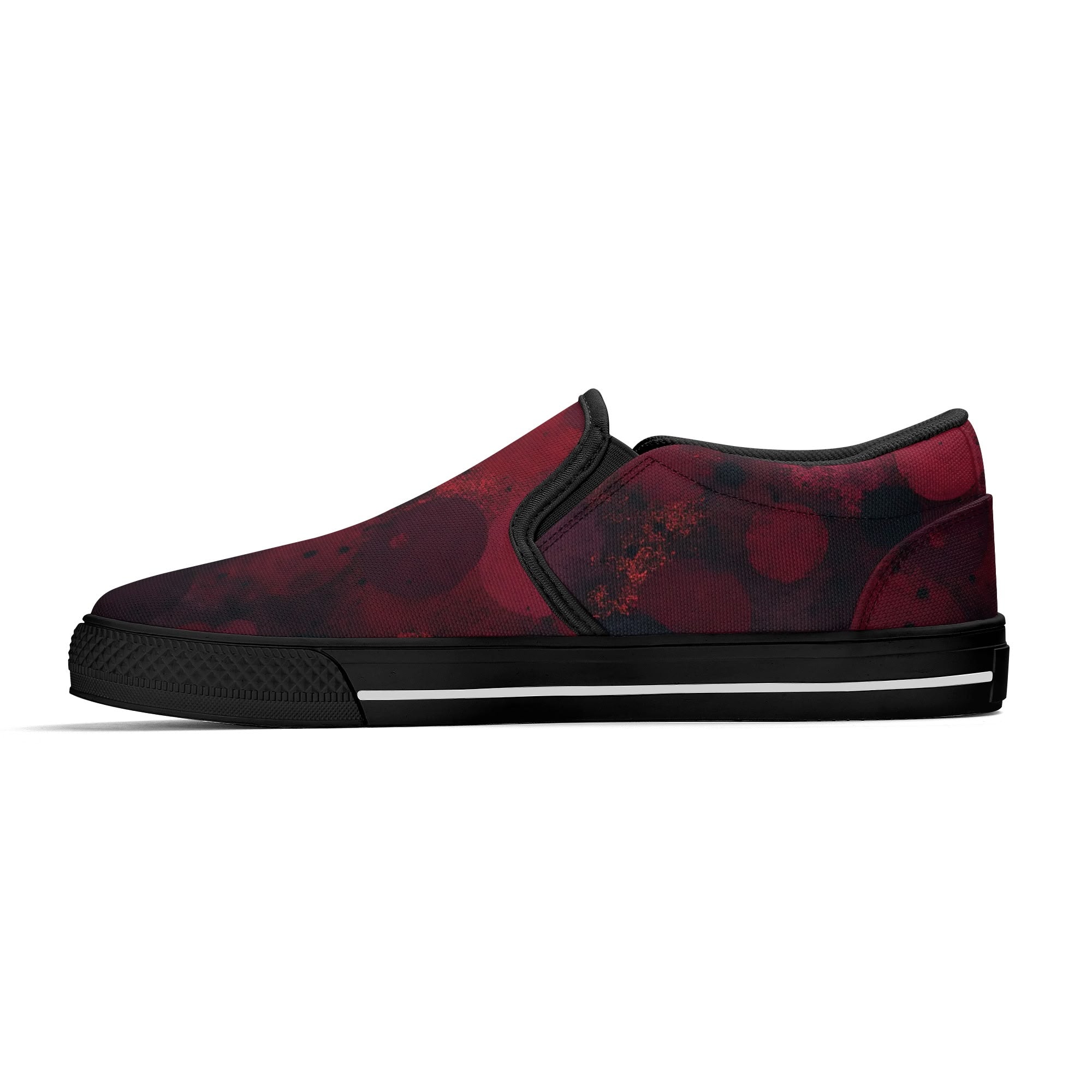 Dot Shift in Red Canvas Slipons (black right inside)