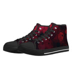 Dot Shift in Red Canvas Hightops (black pair angled)