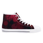 Dot Shift in Red Canvas Hightops (white left inside)