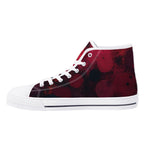 Dot Shift in Red Canvas Hightops (white right inside)