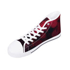 Dot Shift in Red Canvas Hightops (white right above angled)