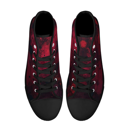 Dot Shift in Red Canvas Hightops (black pair top)