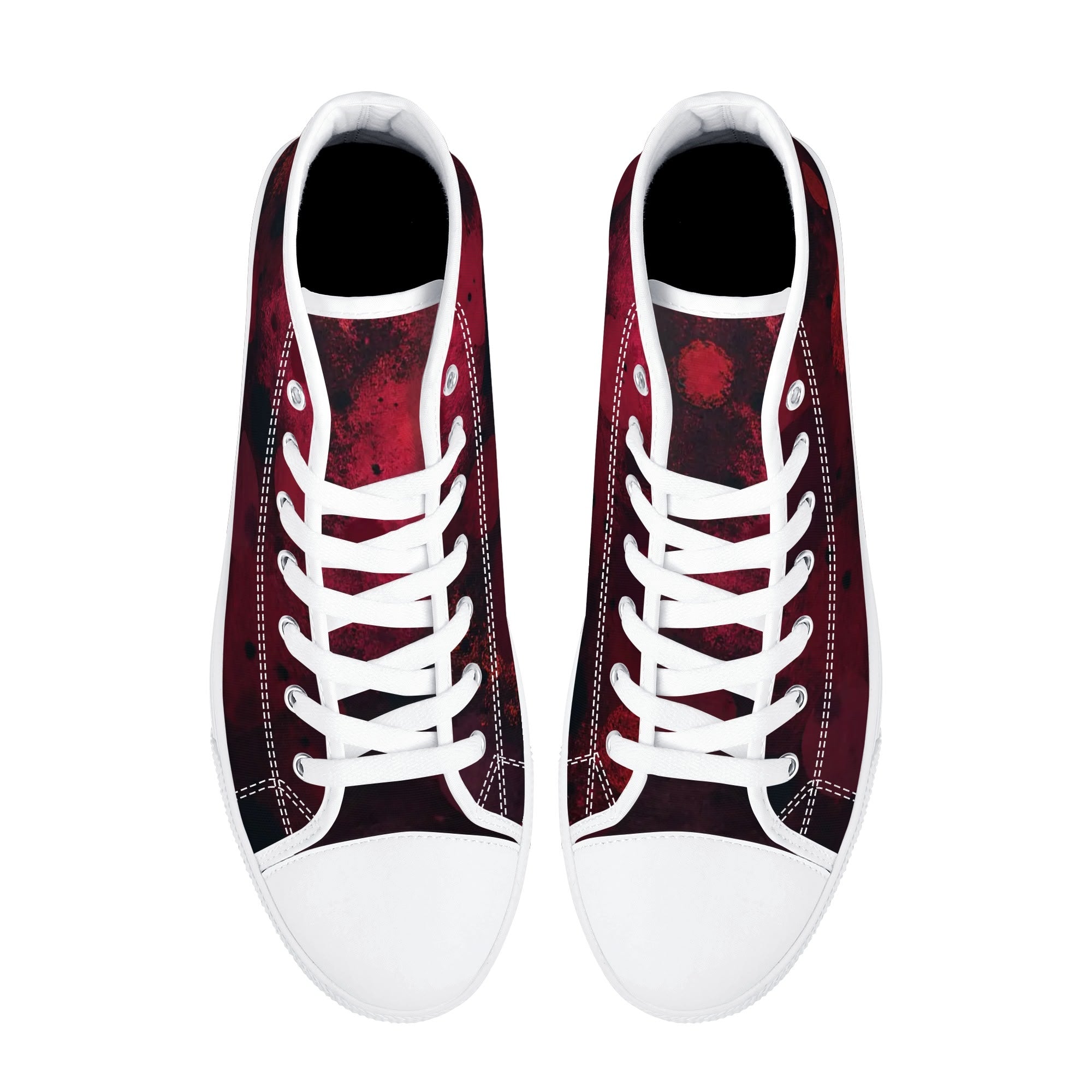 Dot Shift in Red Canvas Hightops (white pair top)