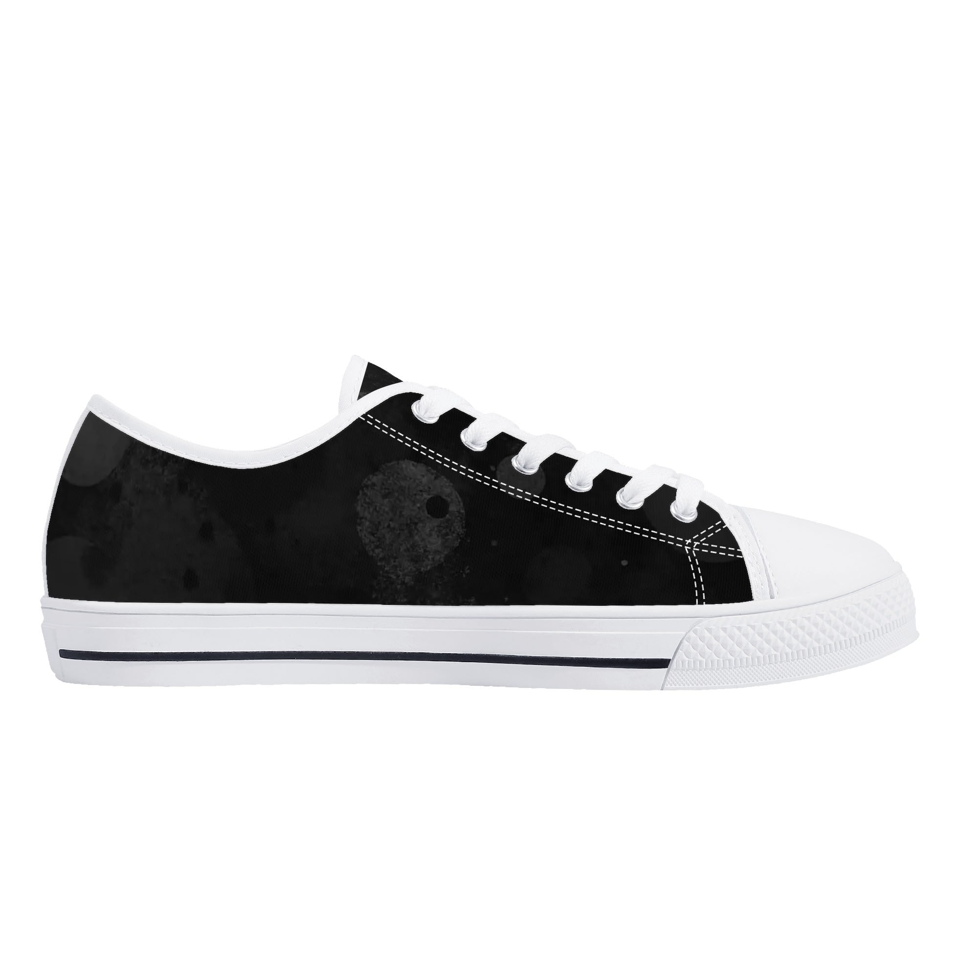 Dot Shift in Gray Canvas Lowtops (white left inside)