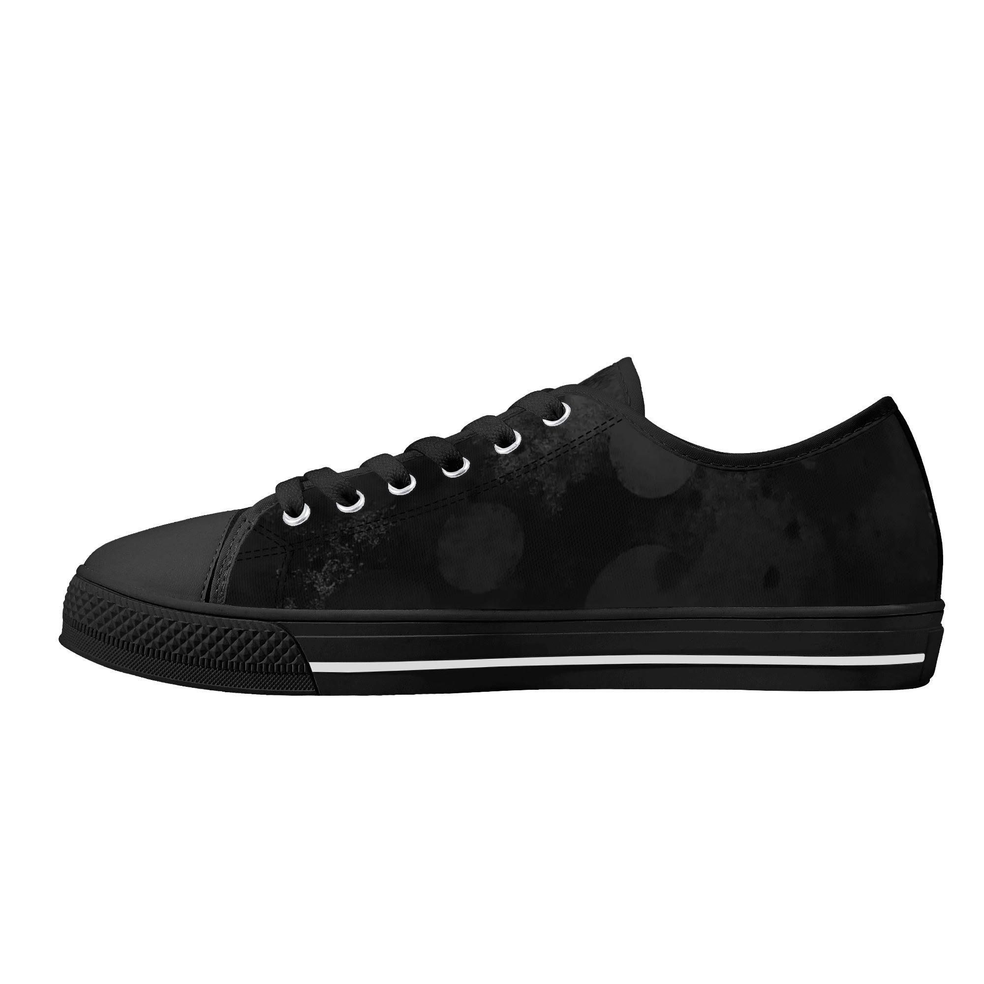 Dot Shift in Gray Canvas Lowtops (black right inside)