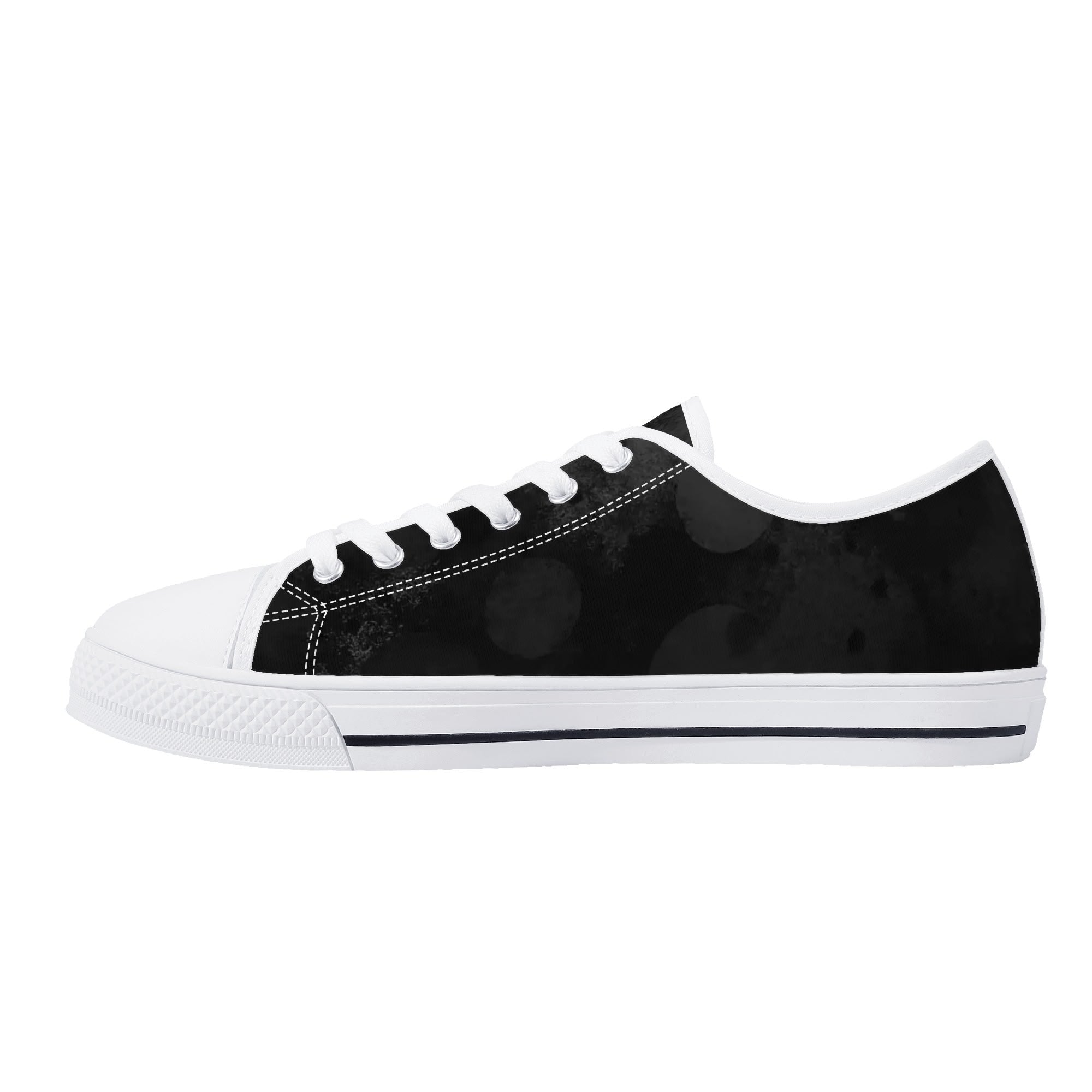 Dot Shift in Gray Canvas Lowtops (white right inside)