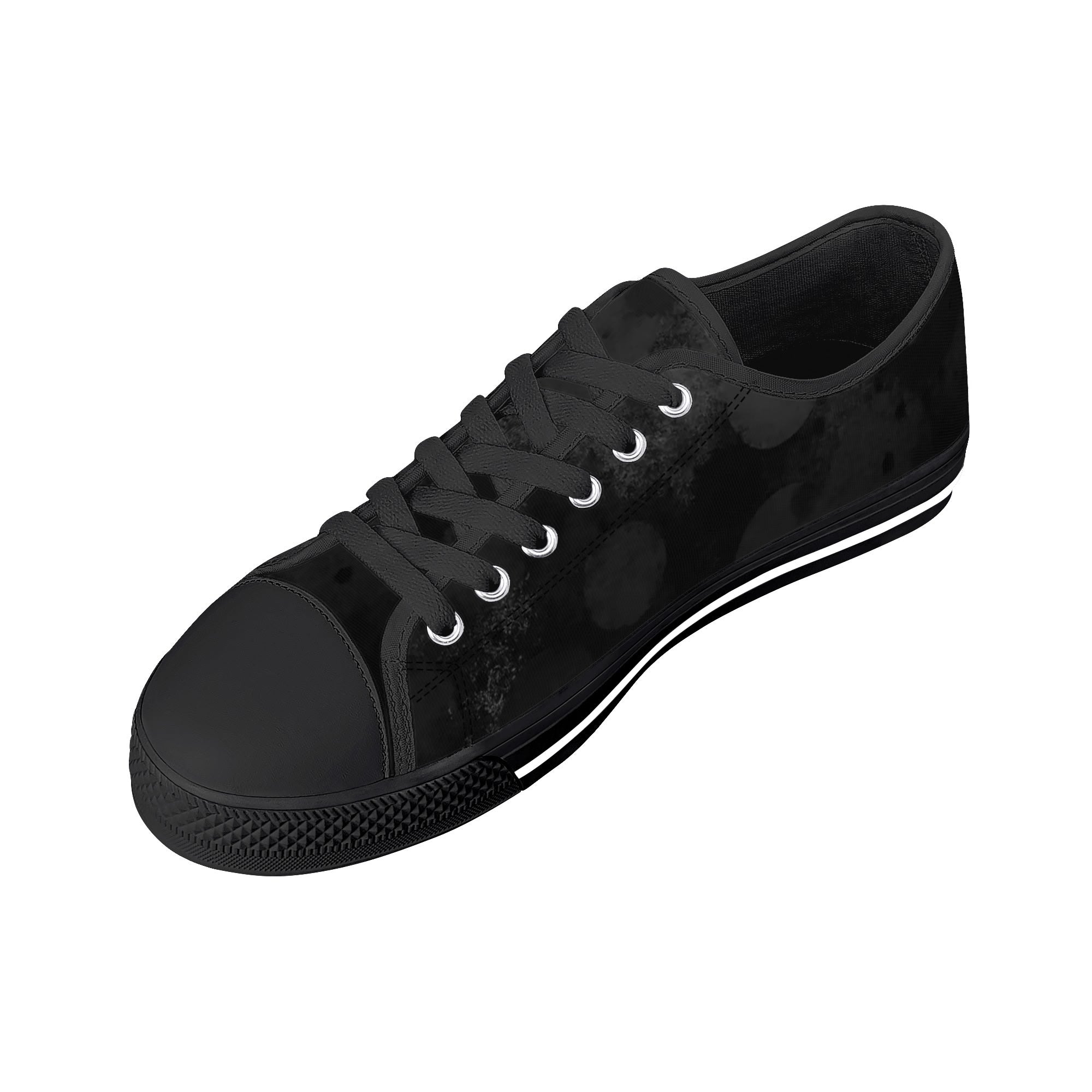 Dot Shift in Gray Canvas Lowtops (black right above angled)