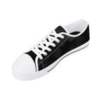 Dot Shift in Gray Canvas Lowtops (white right above angled)