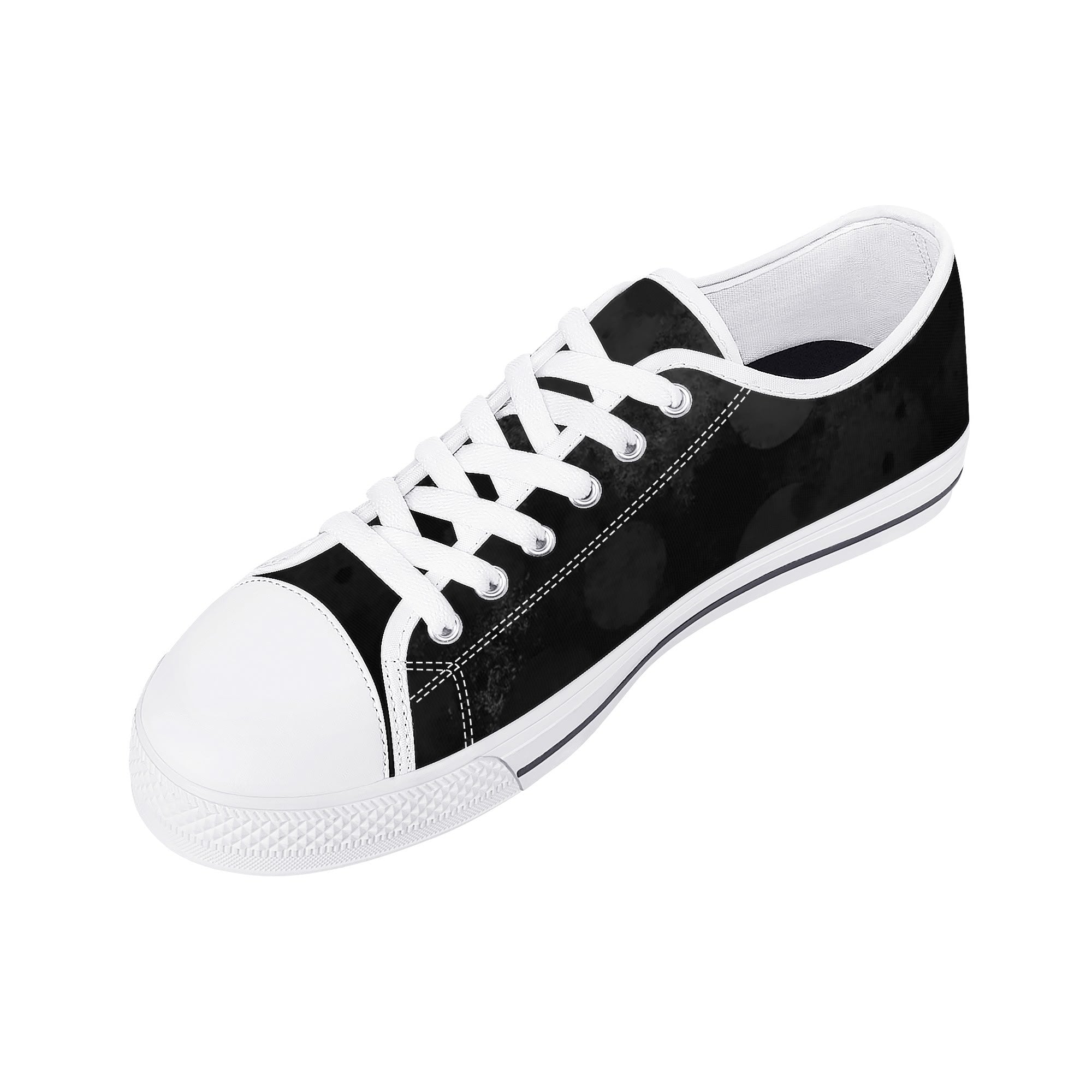 Dot Shift in Gray Canvas Lowtops (white right above angled)