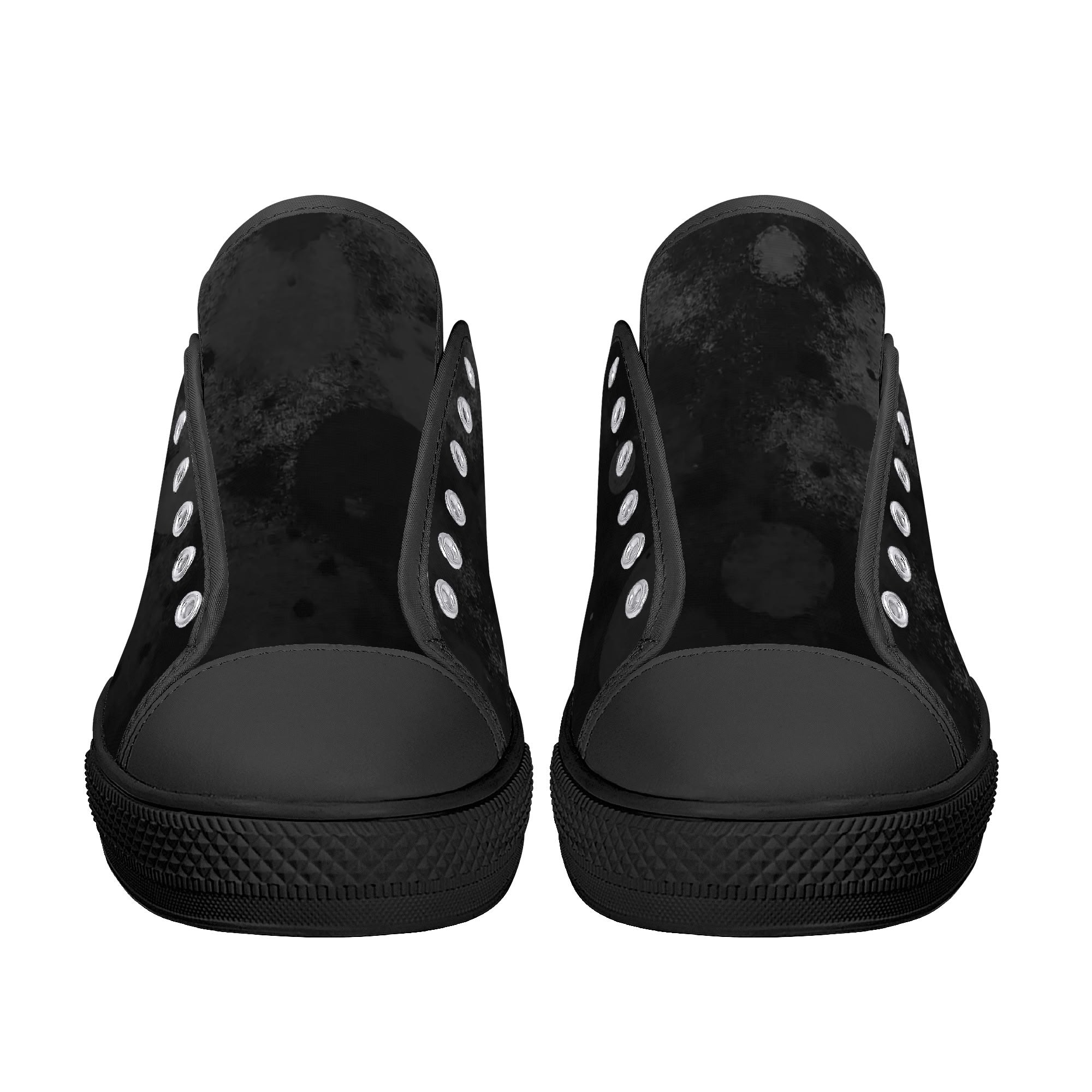 Dot Shift in Gray Canvas Lowtops (black pair front)